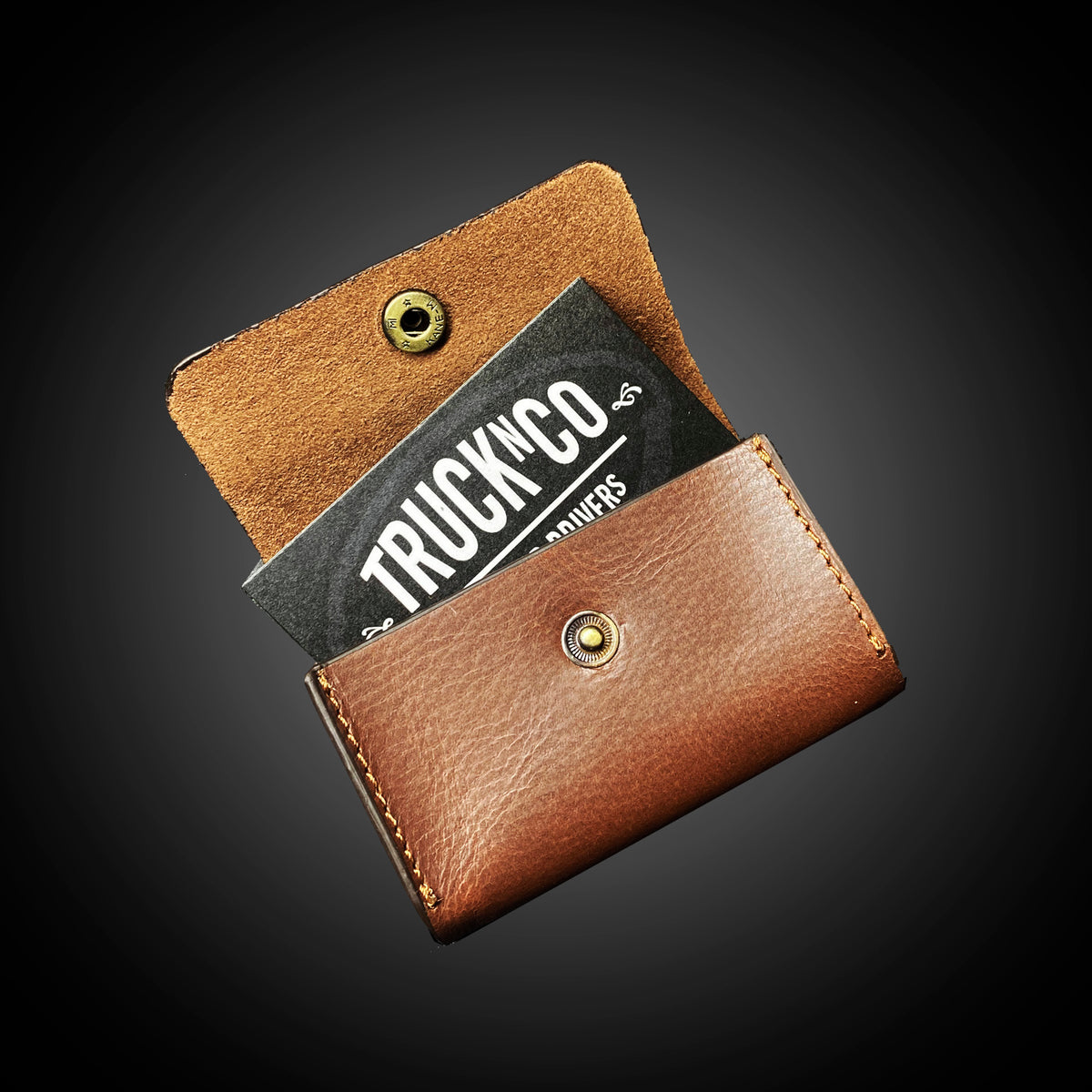 Trucknco Leather business card case open