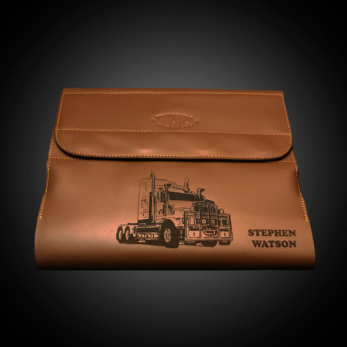 Personalised leather log book cover